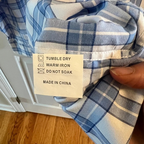 Double Pump Sz M Blue & White Plaid Western Button up NWT Timeless Smart Shirt - Picture 8 of 16